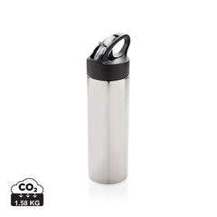 Vue Bouteille d’eau avec paille Sport de couleur gris| Krokrodeal