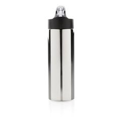 Vue Bouteille d’eau avec paille Sport de couleur gris| Krokrodeal
