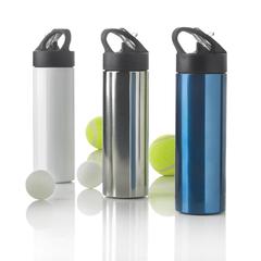 Vue Bouteille d’eau avec paille Sport de couleur gris| Krokrodeal