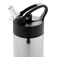 Vue Bouteille d’eau avec paille Sport de couleur gris| Krokrodeal