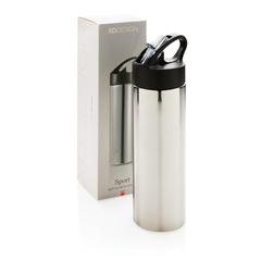 Vue Bouteille d’eau avec paille Sport de couleur gris| Krokrodeal