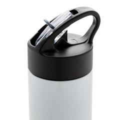 Vue Bouteille d’eau avec paille Sport de couleur blanc| Krokrodeal