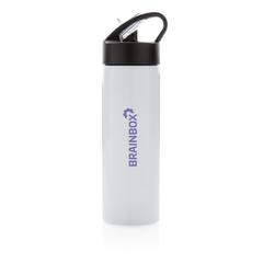 Vue Bouteille d’eau avec paille Sport de couleur blanc| Krokrodeal