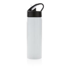 Vue Bouteille d’eau avec paille Sport de couleur blanc| Krokrodeal