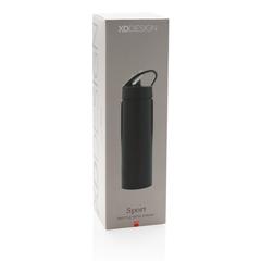 Vue Bouteille d’eau avec paille Sport de couleur noir| Krokrodeal
