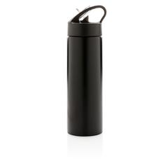 Vue Bouteille d’eau avec paille Sport de couleur noir| Krokrodeal