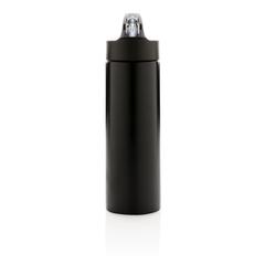 Vue Bouteille d’eau avec paille Sport de couleur noir| Krokrodeal