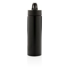 Vue Bouteille d’eau avec paille Sport de couleur noir| Krokrodeal