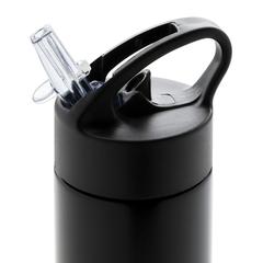 Vue Bouteille d’eau avec paille Sport de couleur noir| Krokrodeal