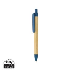 Vue Stylo écriture responsable avec baril en papier recyclé de couleur bleu| Krokrodeal