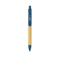 Vue Stylo écriture responsable avec baril en papier recyclé de couleur bleu| Krokrodeal