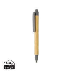 Vue Stylo écriture responsable avec baril en papier recyclé de couleur gris| Krokrodeal