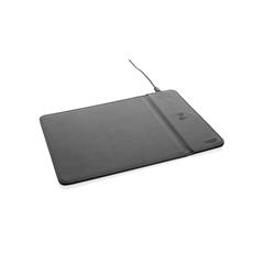 Vue Tapis de souris en PU RCS avec chargeur 10W Swiss Peak de couleur noir| Krokrodeal