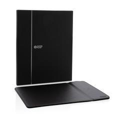 Vue Tapis de souris en PU RCS avec chargeur 10W Swiss Peak de couleur noir| Krokrodeal