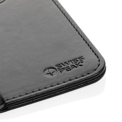 Vue Tapis de souris en PU RCS avec chargeur 10W Swiss Peak de couleur noir| Krokrodeal