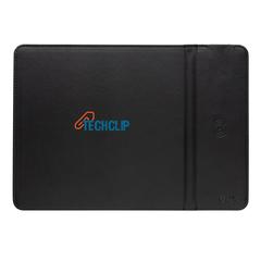 Vue Tapis de souris en PU RCS avec chargeur 10W Swiss Peak de couleur noir| Krokrodeal