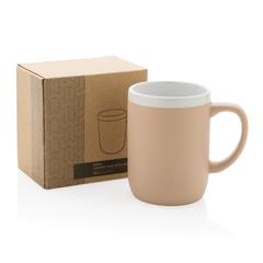 Vue Mug en céramique avec bord blanc de couleur marron| Krokrodeal