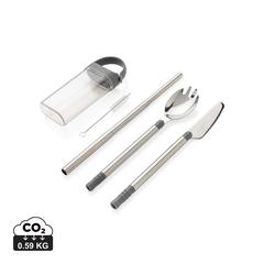 Vue Set de couverts en acier inoxydable de couleur gris| Krokrodeal