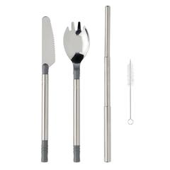 Vue Set de couverts en acier inoxydable de couleur gris| Krokrodeal