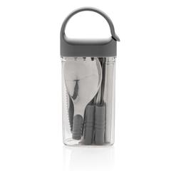 Vue Set de couverts en acier inoxydable de couleur gris| Krokrodeal