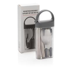 Vue Set de couverts en acier inoxydable de couleur gris| Krokrodeal