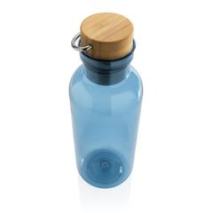 Vue Bouteille 680ml en rPET GRS, couvercle en bambou de couleur bleu| Krokrodeal