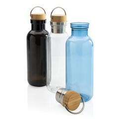 Vue Bouteille 680ml en rPET GRS, couvercle en bambou de couleur bleu| Krokrodeal