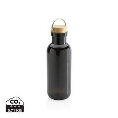 Vue Bouteille 680ml en rPET GRS, couvercle en bambou de couleur noir| Krokrodeal
