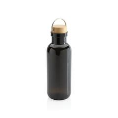 Vue Bouteille 680ml en rPET GRS, couvercle en bambou de couleur noir| Krokrodeal
