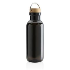 Vue Bouteille 680ml en rPET GRS, couvercle en bambou de couleur noir| Krokrodeal
