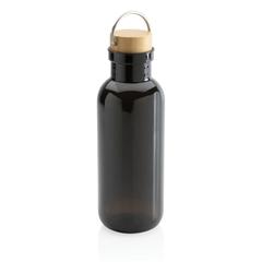 Vue Bouteille 680ml en rPET GRS, couvercle en bambou de couleur noir| Krokrodeal