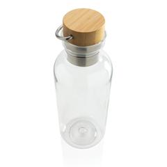 Vue Bouteille 680ml en rPET GRS, couvercle en bambou de couleur translucide| Krokrodeal