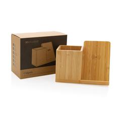 Vue Chargeur sans fil 10W en bambou Calgary de couleur marron| Krokrodeal