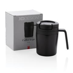 Vue Mug Coffee to go de couleur noir| Krokrodeal
