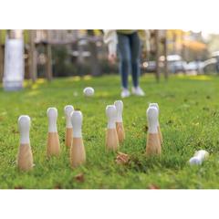 Vue Jeu de quilles en bois de couleur marron| Krokrodeal