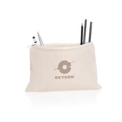Vue Trousse à crayons en toile recyclée non teintée Aware™ de couleur blanc| Krokrodeal