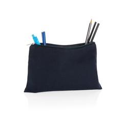 Vue Trousse à crayons en toile recyclée non teintée Aware™ de couleur bleu| Krokrodeal