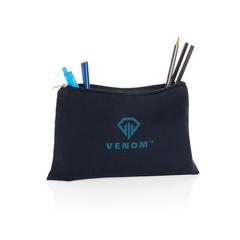 Vue Trousse à crayons en toile recyclée non teintée Aware™ de couleur bleu| Krokrodeal