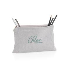 Vue Trousse à crayons en toile recyclée non teintée Aware™ de couleur gris| Krokrodeal