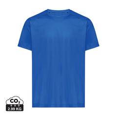 Vue T-shirt sport séchage rapide polyester recyclé Iqoniq Tikal de couleur bleu| Krokrodeal