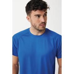 Vue T-shirt sport séchage rapide polyester recyclé Iqoniq Tikal de couleur bleu| Krokrodeal