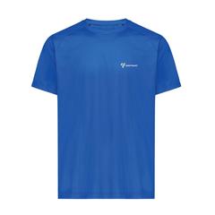 Vue T-shirt sport séchage rapide polyester recyclé Iqoniq Tikal de couleur bleu| Krokrodeal