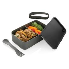 Vue Lunch box avec cuichette en rPP GRS de couleur gris| Krokrodeal