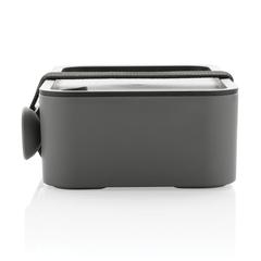 Vue Lunch box avec cuichette en rPP GRS de couleur gris| Krokrodeal