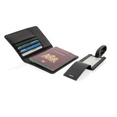Vue Set de voyage en PU recyclé GRS Swiss Peak de couleur noir| Krokrodeal