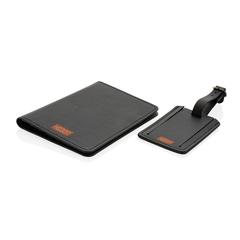 Vue Set de voyage en PU recyclé GRS Swiss Peak de couleur noir| Krokrodeal