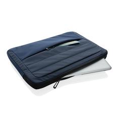 Vue Pochette pour ordinateur 15,6" en rPET AWARE™ Armond de couleur bleu| Krokrodeal