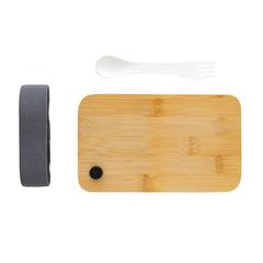 Vue Boîte à lunch en rPP RCS et couvercle en bambou de couleur blanc| Krokrodeal