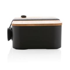 Vue Boîte à lunch en rPP RCS et couvercle en bambou de couleur noir| Krokrodeal