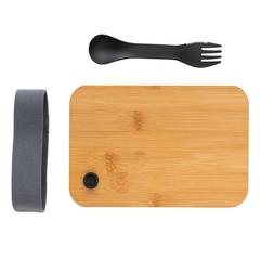 Vue Boîte à lunch en rPP RCS et couvercle en bambou de couleur noir| Krokrodeal